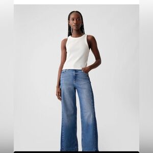 Gap high rise, long baggy blue jean